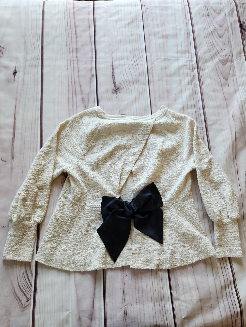 NWT Anthropologie "Back-Bow Sweatshirt" Ivory Cream | Women's Size XSP - Picture 6 of 13